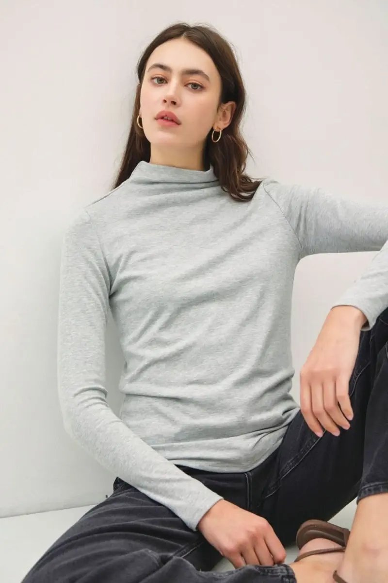 Be Cool Mock Neck Long Sleeve T-Shirt - Love Salve